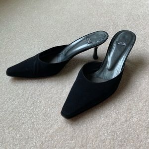 stuart weitzman black slip-on mules